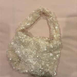 Sequined Ivory Shoulder Bag